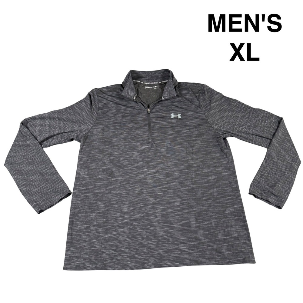 Under Armour HeatGear 1/4 Zip Pullover Men's XL Gray Fitted Performance Golf